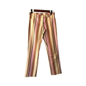 Boomode Women`s Pants Stripes Beige Pink Brown Sz Eu1 Us S